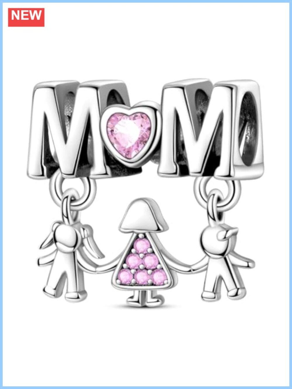 925 Sterling Silver Heart Charm Bead for Bracelet Necklace